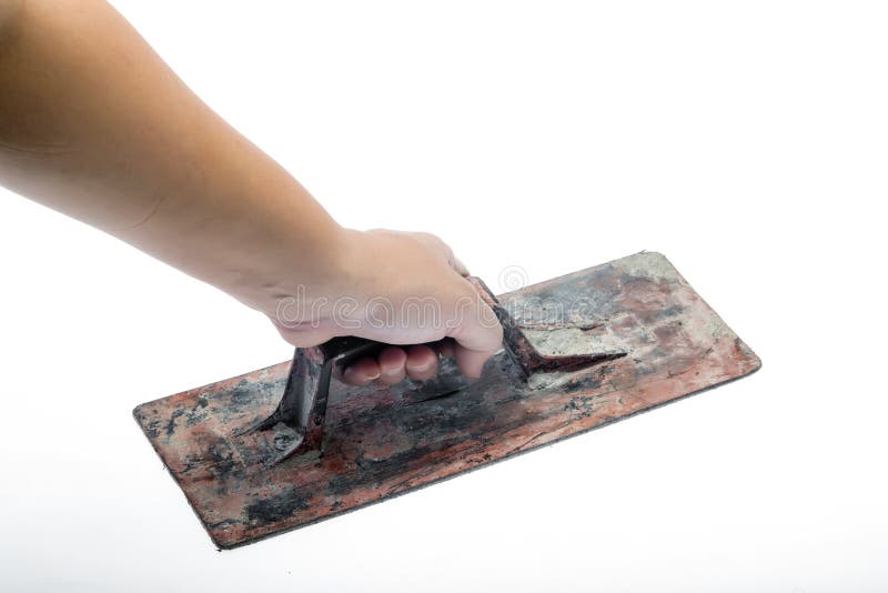 Old trowel in hand stock image. Image of masonry, plasterer 54761069