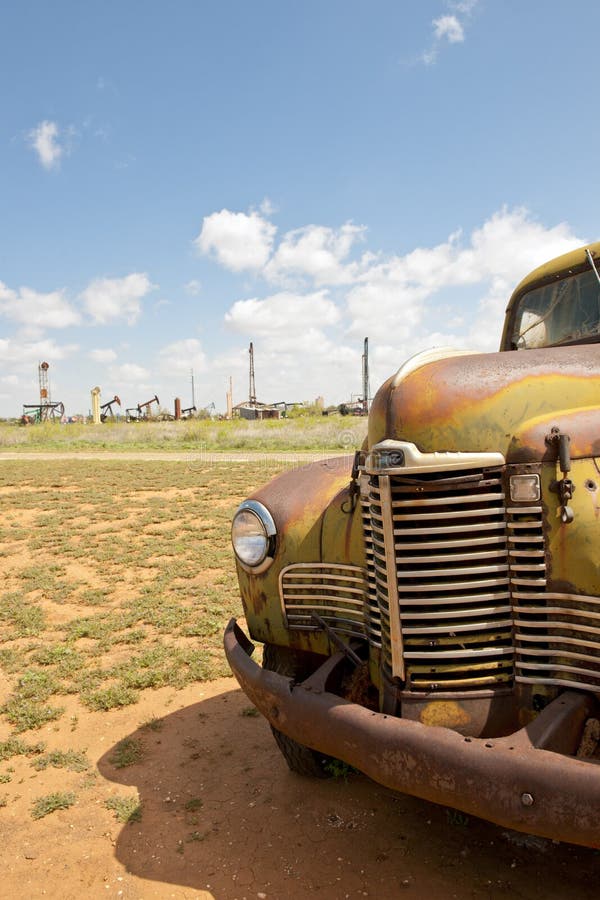 Old truck in oil field
