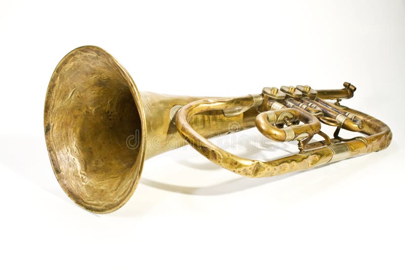 Old vintage copper trumpet stock image. Image of loudly 4310433
