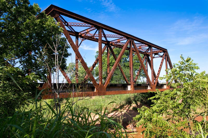 An Old Truss Railroad Bridge Crossing a Creek Stock Image Image of