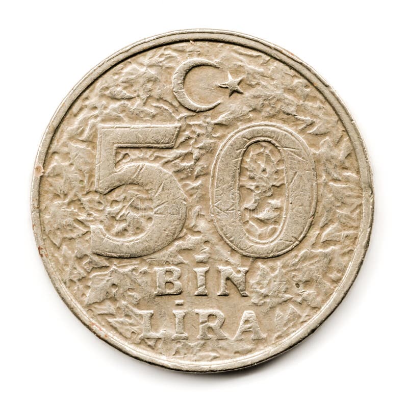 Old Turkish Coin On White Background 5000 Tl 1994 Stock Image Image Of Shine Change