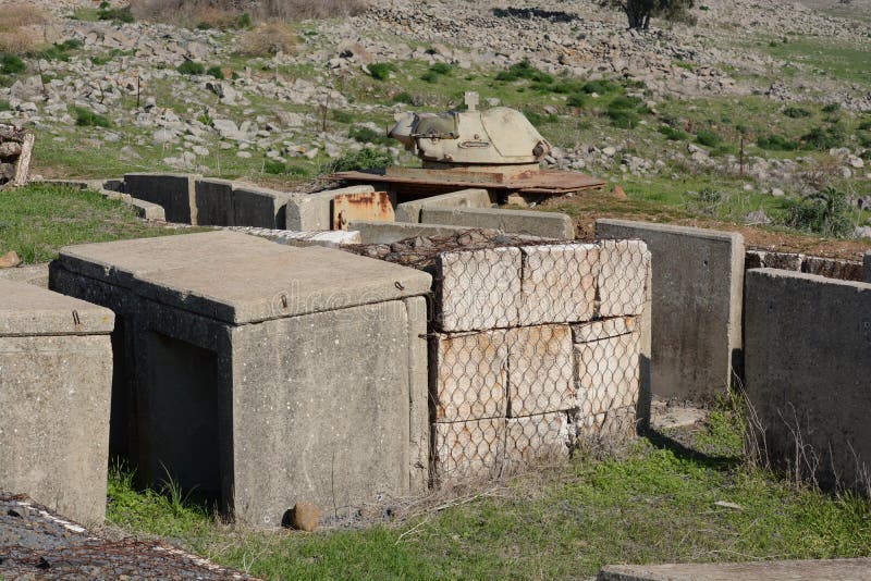 Golan Heights, Israel - February 6, 2014: Old turret on the fortifications in the Golan Heights on the border with Syria