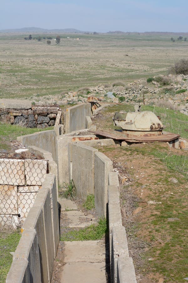 Golan Heights, Israel - February 6, 2014: Old turret on the fortifications in the Golan Heights on the border with Syria