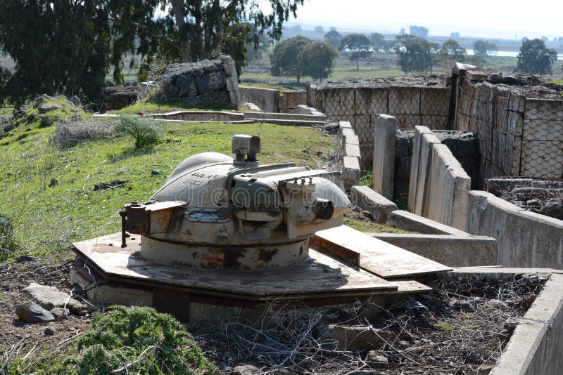 Golan Heights, Israel - February 6, 2014: Old turret on the fortifications in the Golan Heights on the border with Syria