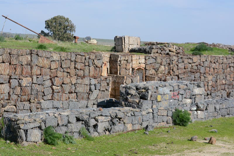 Golan Heights, Israel - February 6, 2014: Old turret on the fortifications in the Golan Heights on the border with Syria