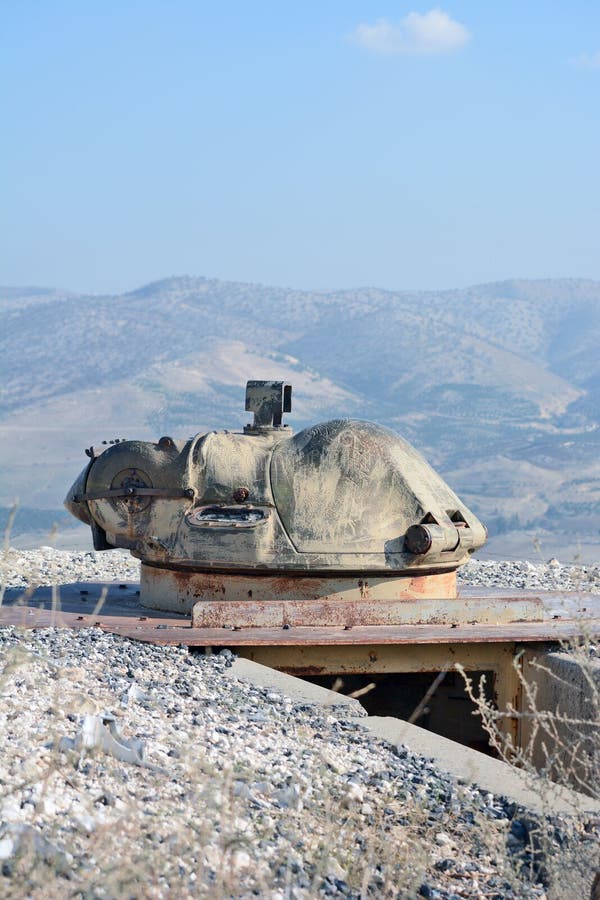 Golan Heights, Israel - January 2, 2014: Old turret on the fortifications in the Golan Heights on the border with Syria