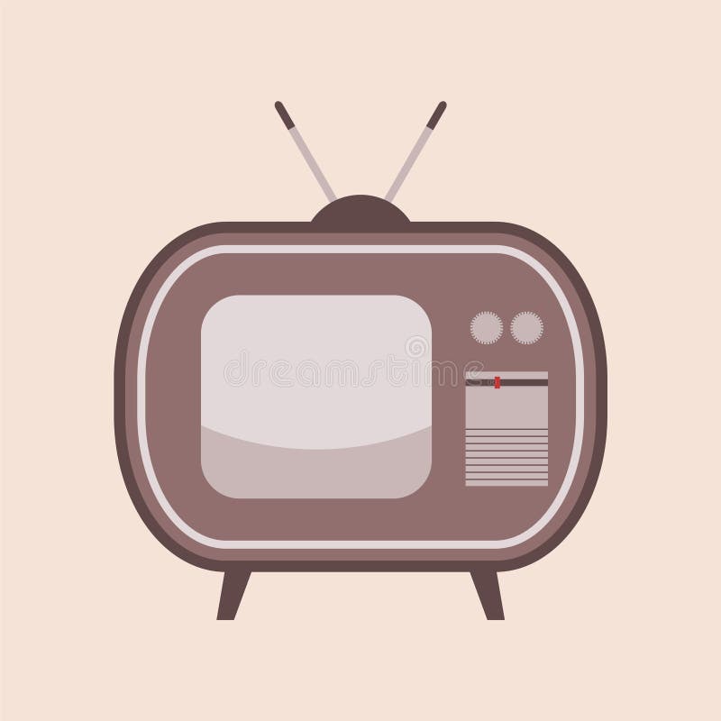 Vintage Tv With An Antenna On The Beige Background Vector Illustration Of A Cute Retro Tv Set Stock Vector Illustration Of Background Classic 177245350