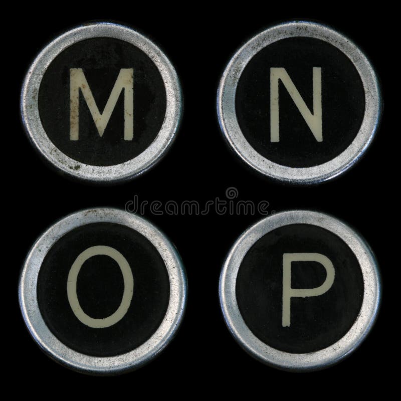 M N O P keys from old typewriter on black background. Metal n stock images, royalty-free photos and pictures