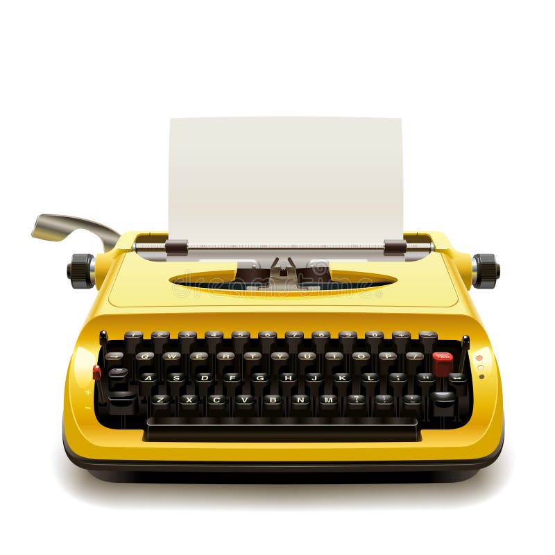 Typing machine type writer with paper sheet Vector Image