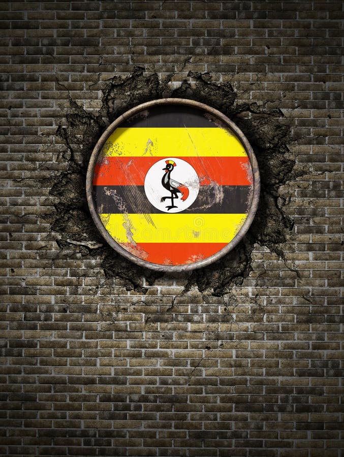 Old Uganda Flag in Brick Wall Stock Photo Image of swahili, sign