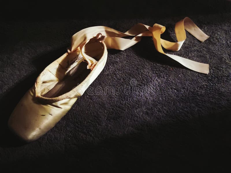 Used Ballet Shoes Hanging on Wooden Background Stock Image Image of