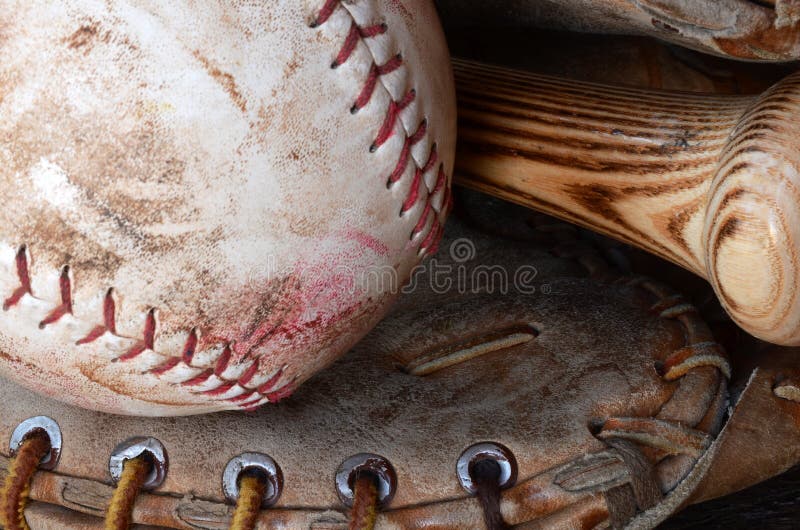 Old Used Baseball Equipment Stock Photo Image of league, vintage