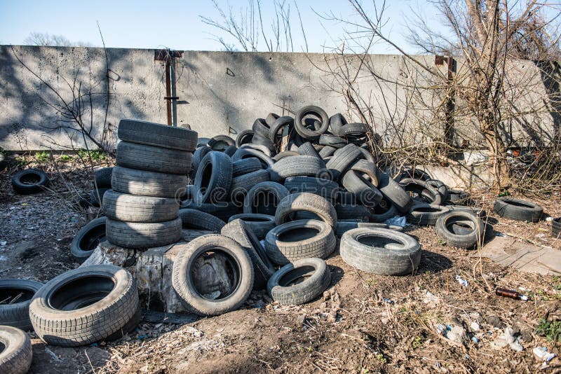 Old used tires dump stock photo. Image of discarded, rubbish 39107672