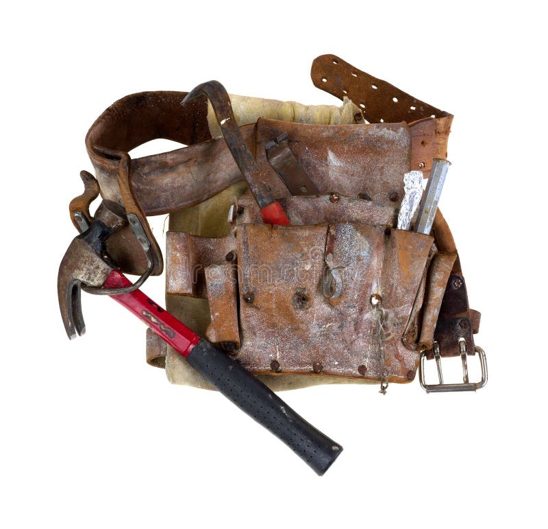 Old Used Tool Belt with Hammer Stock Image Image of tools