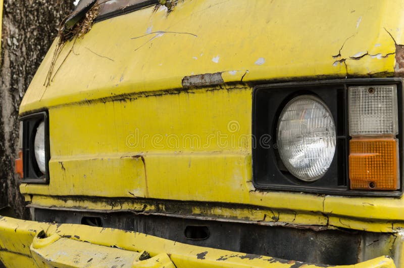 The Old Van Car Be Tire Leak Stock Photo Image of automobile, retro
