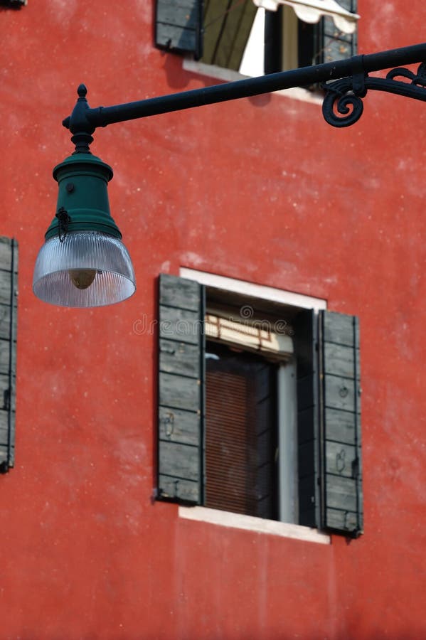 Old Venice house and street lantern,Italy