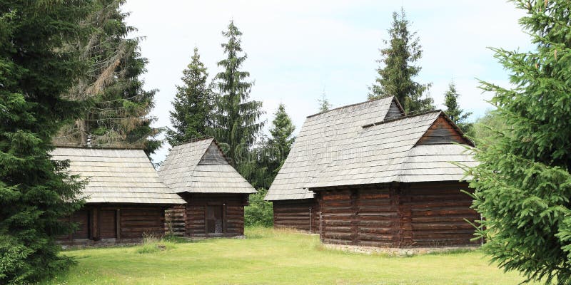 Old village houses in open-air museum