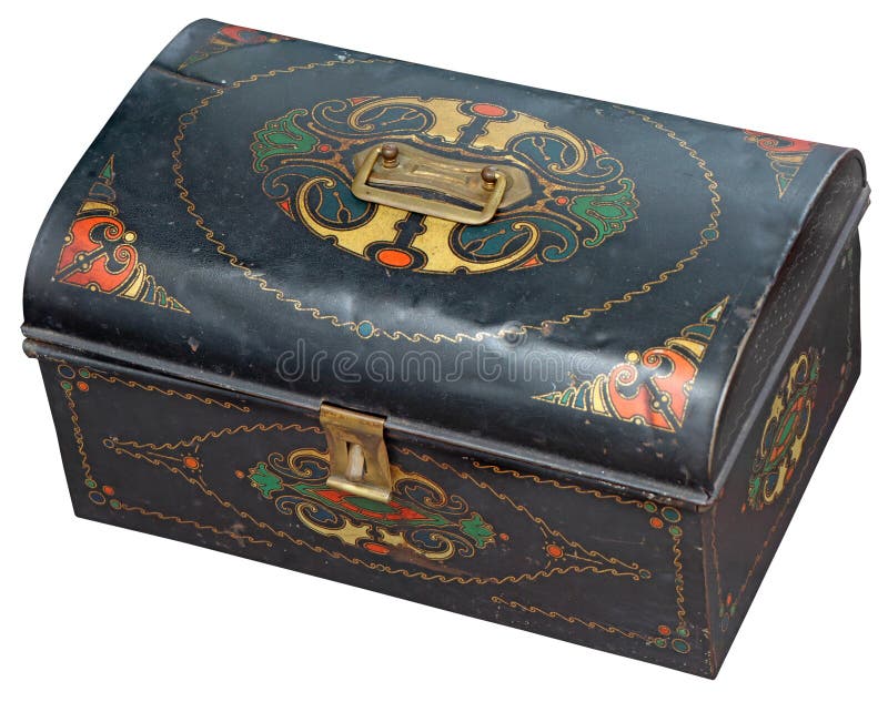 Old Vintage black rectangular metal box for small items royalty free stock images