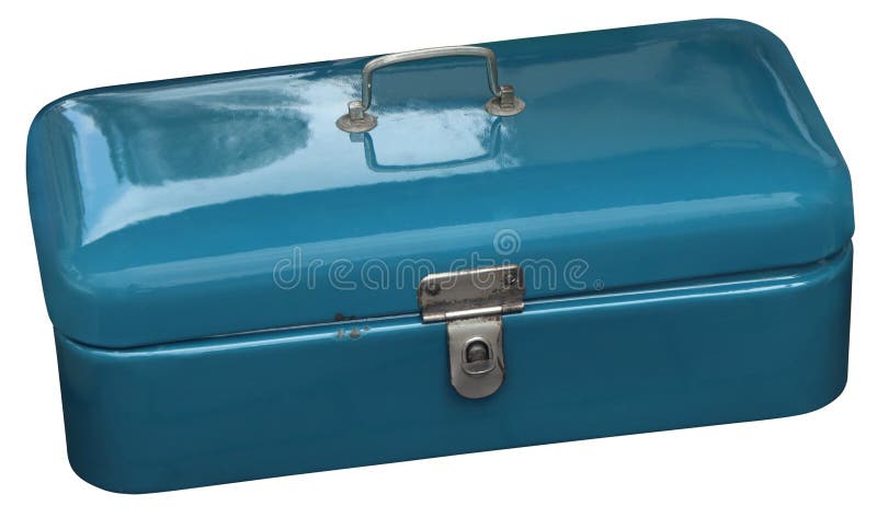 Old Vintage blue rectangular tin box royalty free stock photography