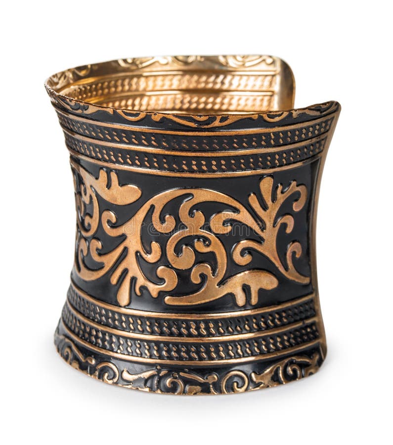 Old Vintage Bracelet Made of Copper with a Pattern Stock Photo Image