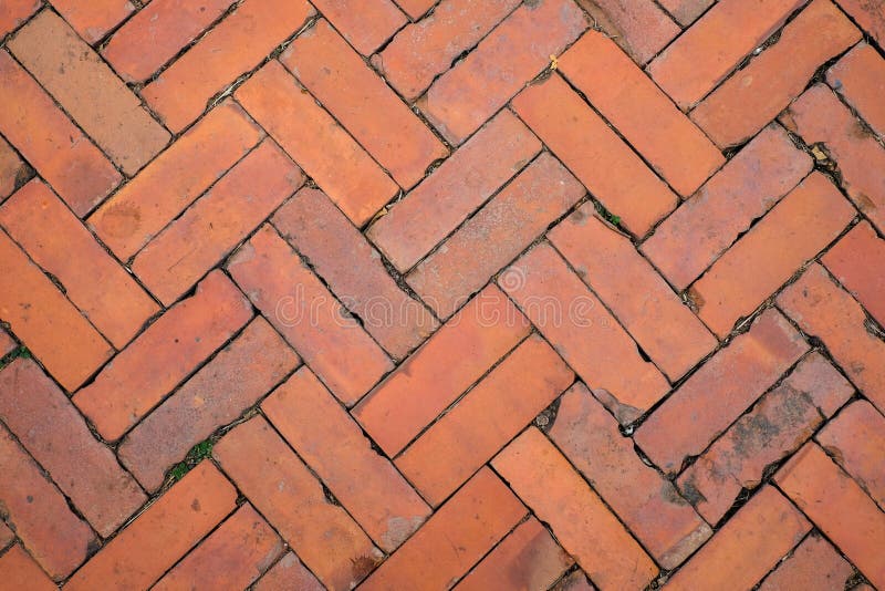 Old vintage brick walkway for texture or background.