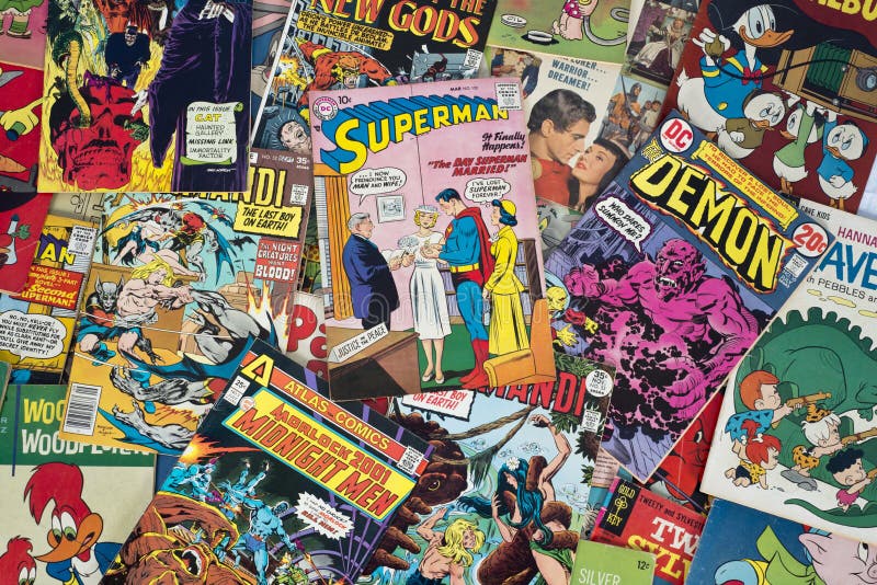 A collection old old vintage cartoon comic books.