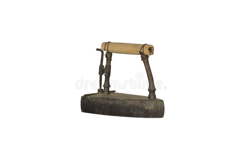 Vintage Charcoal Iron Isolated on White Background Stock Photo Image