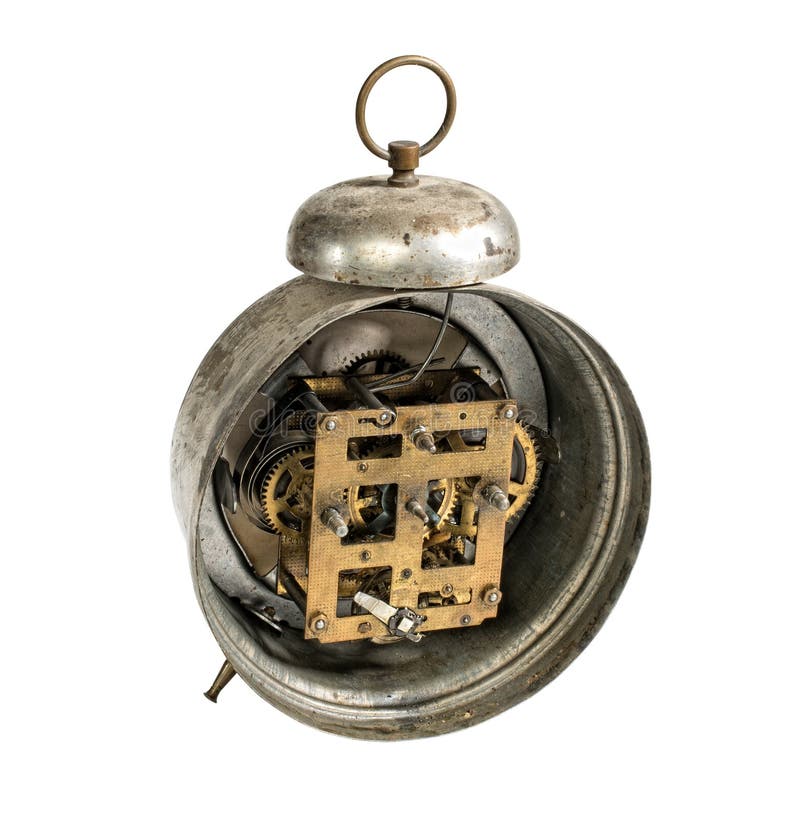 Old Vintage Clock Isolated on White. Path Included Stock Image Image