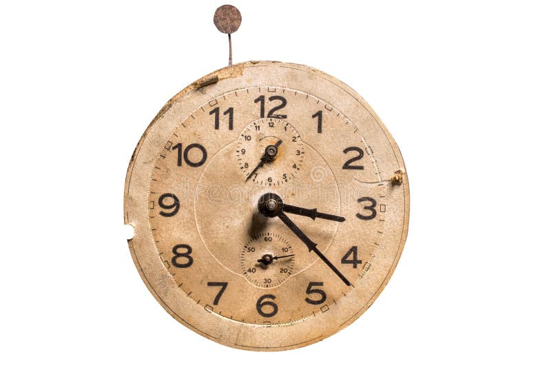 Old Vintage Clock Isolated on White. Path Included Stock Photo Image