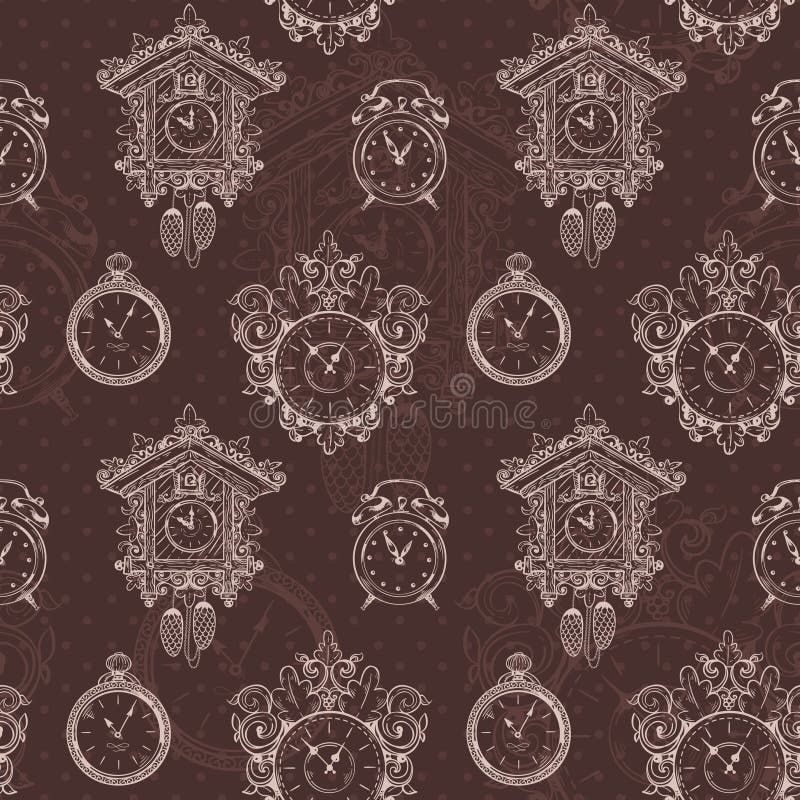 Old vintage clock seamless pattern royalty free illustration