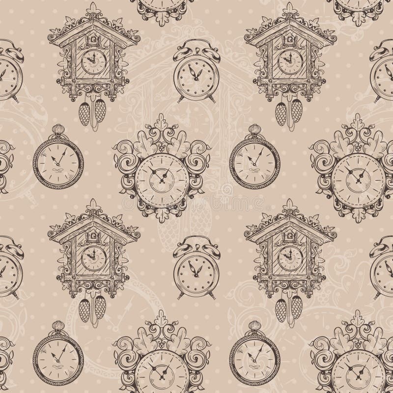Old vintage clock seamless pattern royalty free illustration