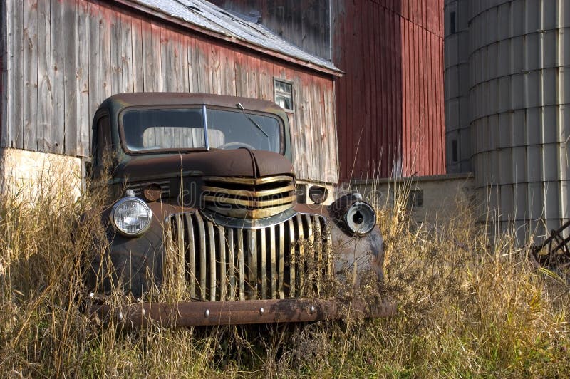 Old Vintage Farm Truck by Barn