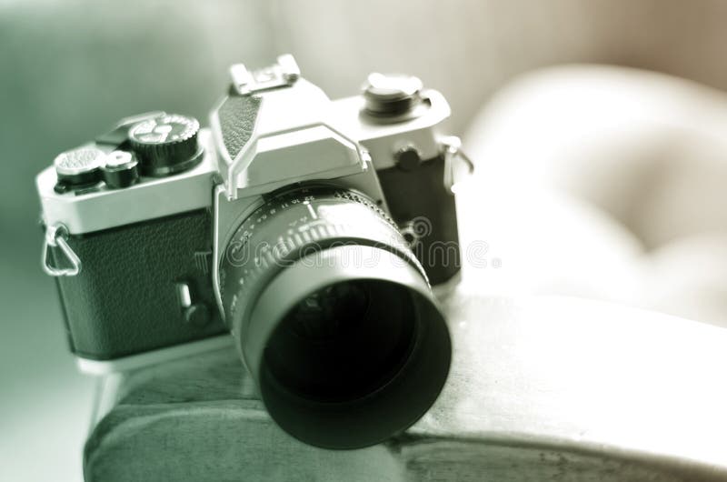Old Vintage Film Camera with Manual Focus Lens Stock Photo Image of
