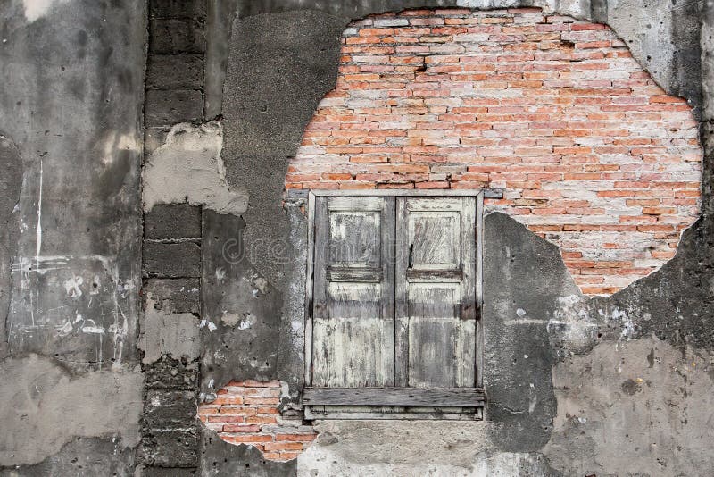 Old Vintage House, Background Texture of a Cracked and Eroded Wall, Old  Bricks in the Ancient Cement with Cracks, Old Wooden Stock Photo - Image of  brown, home: 131615302