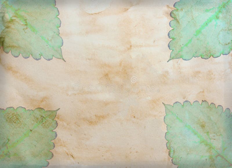 Old vintage paper with leave royalty free stock photography