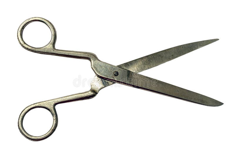 Antique scissors isolated on white background Stock Photo by