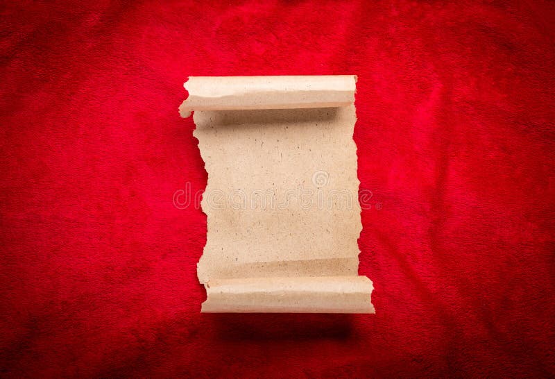 Old vintage scroll on red background