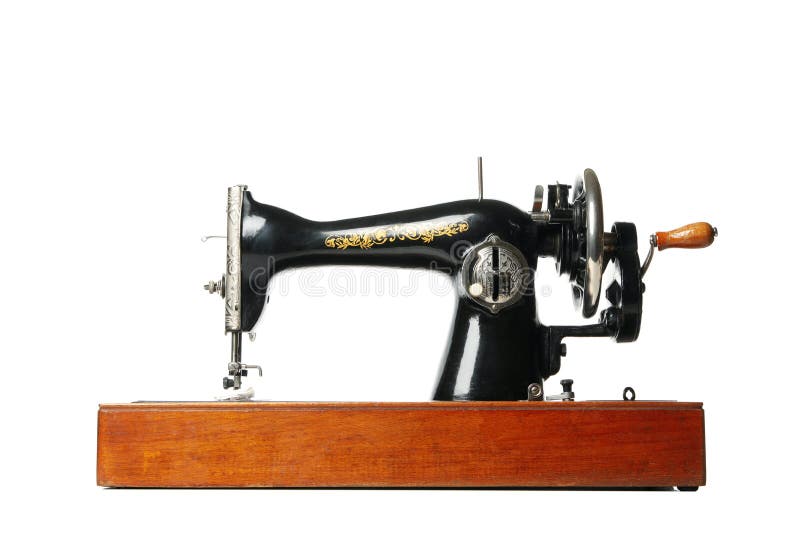 Old Vintage Sewing Machine Isolated On White Background Stock Photo