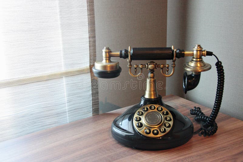 Old Vintage Telephone on a Desk Stock Image Image of call, concept