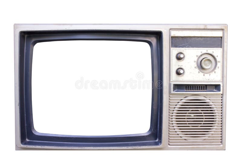 Old vintage TV isolated on white background stock photo