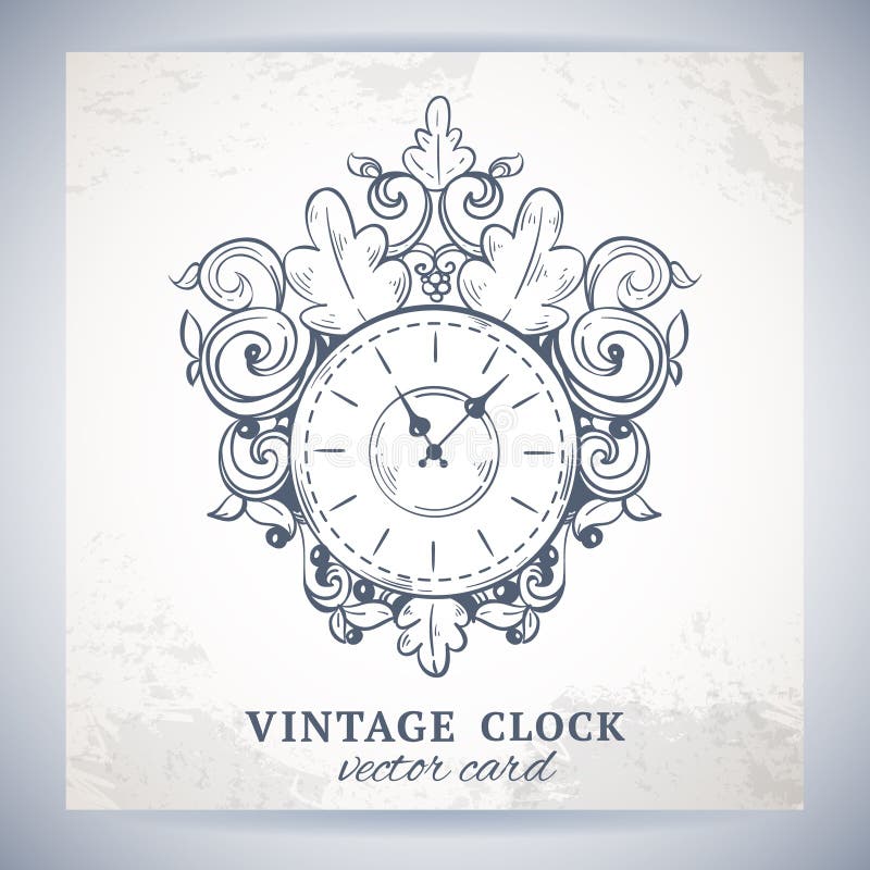 Old vintage wall clock postcard