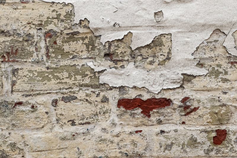 Old Vintage Weathered Brick Wall with Peeling Paint Stock Photo Image