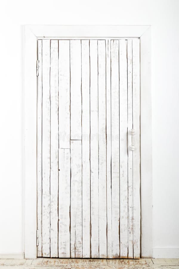 Old vintage white wooden door. royalty free stock photo