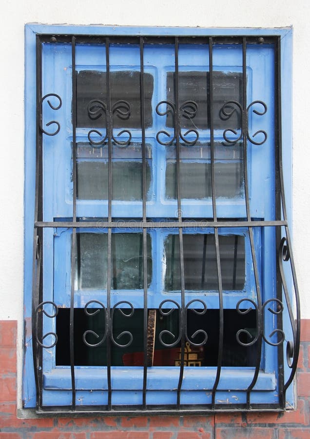 Old Vintage Windows with Metal Bars Stock Photo Image of frame