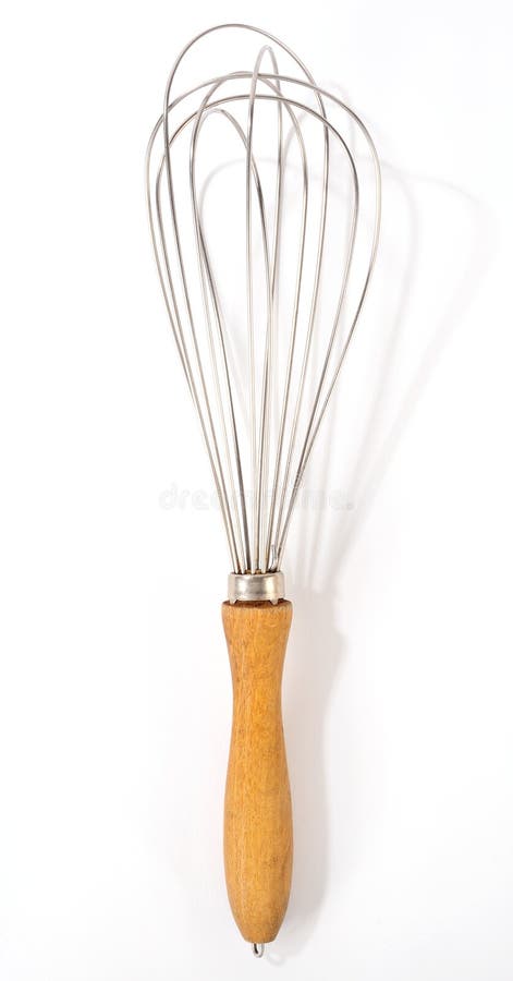 Whisk With Wooden Handle Isolated On White Stock Photo - Download