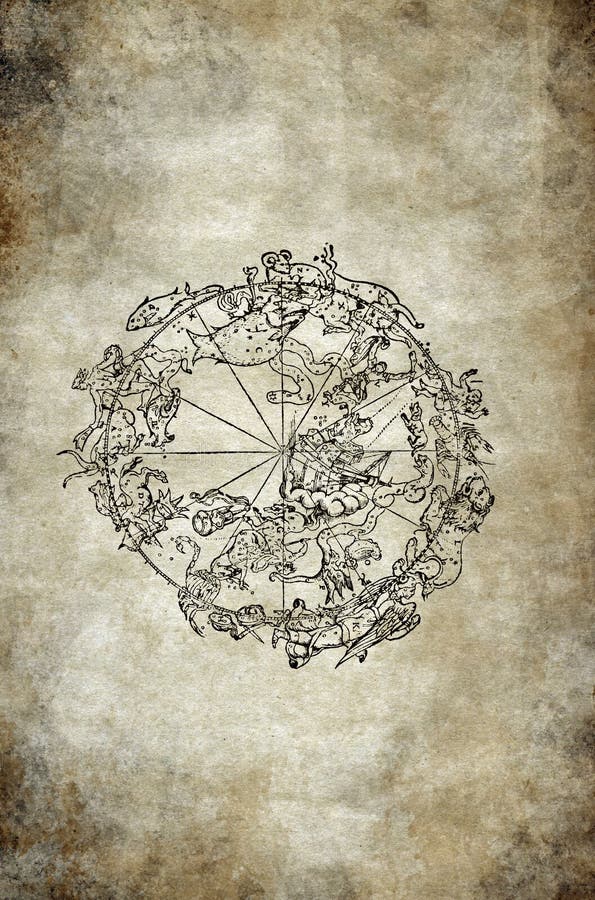 Vecchio antico zodiaco squillo un oroscopo sul struttura seppia colore Come astrologia un vecchio astrologico un zoo.