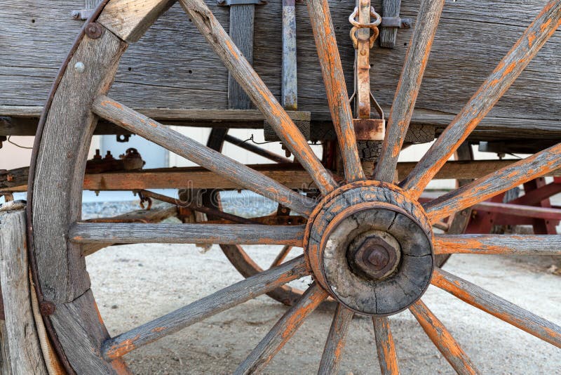 Old wagon wheel detail royalty free stock photo