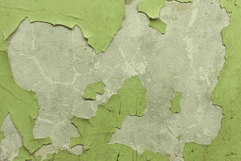 Old Wall with Green Paint. Old Paint is Peeling Off the Wall Stock