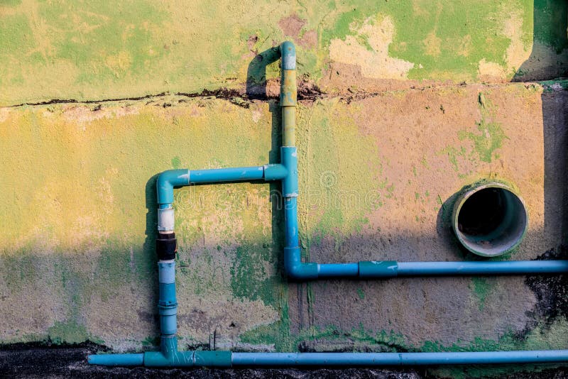 Old Wall and the PVC Water Pipes Stock Photo Image of crumpled, dirt