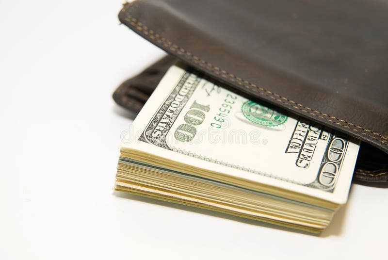 Old Wallet with Banknotes of US Dollars Inside Stock Image Image of